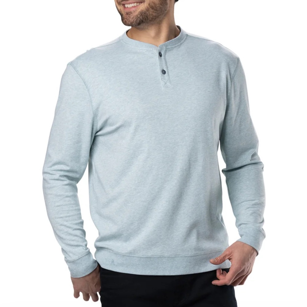 Men's Light Blue Henley Sweater‎